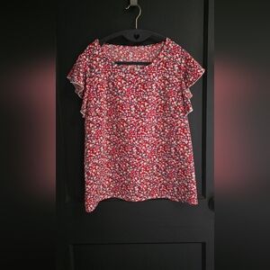 Chic Floral Red Blouse
